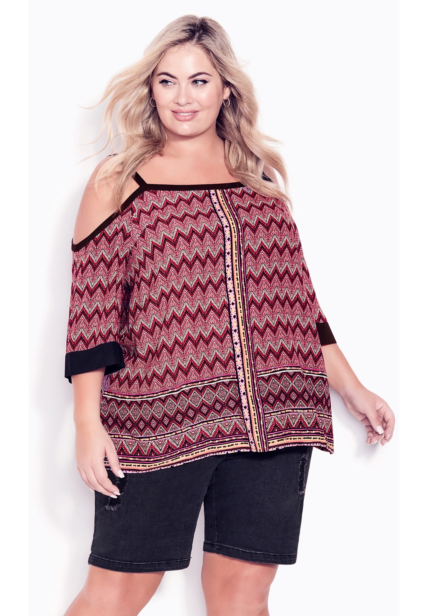 Daisy Cold Shoulder Border Top image number 3