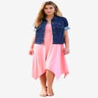 Plus Size Short-Sleeve Stretch Denim Jacket image number null