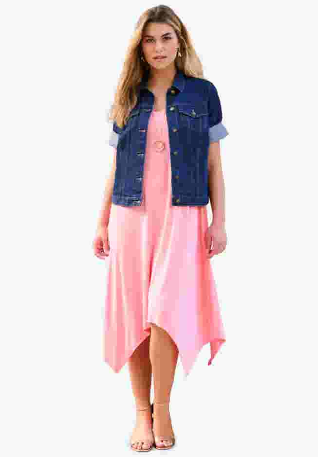 Short-Sleeve Stretch Denim Jacket image number 0