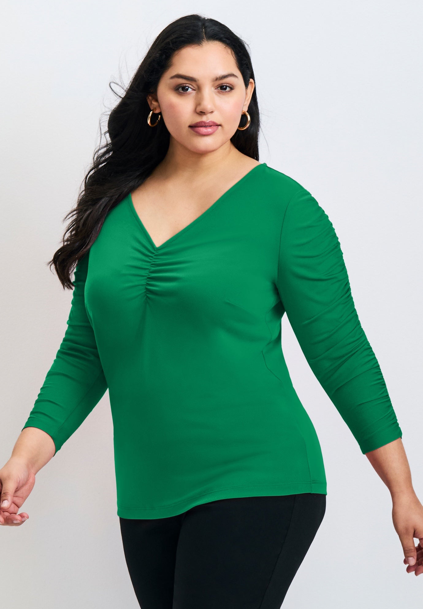 Naomi V Neck Gathered Sleeve Top image number 2