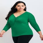 Naomi V Neck Gathered Sleeve Top image number null