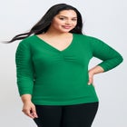 Naomi V Neck Gathered Sleeve Top image number null