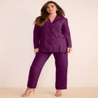 Plus Size Long Sleeve Ten-Button Shawl-Collar Pant Suit &ndash; 2-Piece Pant Set image number null