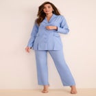 Plus Size Long Sleeve Ten-Button Shawl-Collar Pant Suit &ndash; 2-Piece Pant Set image number null