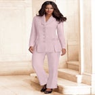 Plus Size Long Sleeve Ten-Button Shawl-Collar Pant Suit &ndash; 2-Piece Pant Set image number null