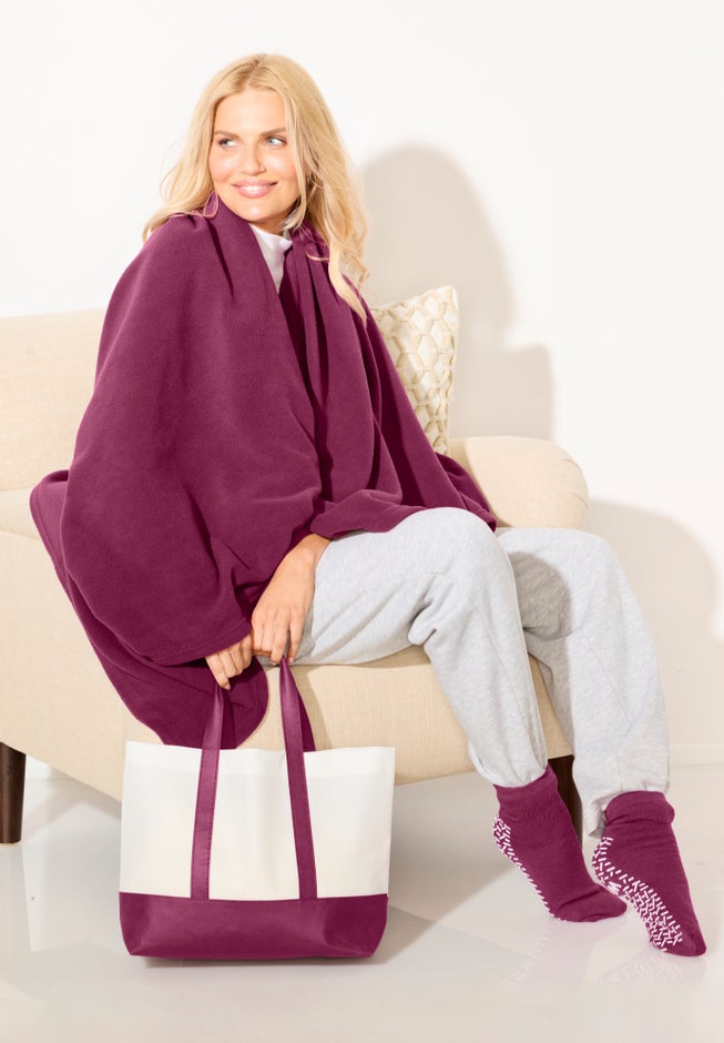 3pc Set Tote Throw & Socks image number 1