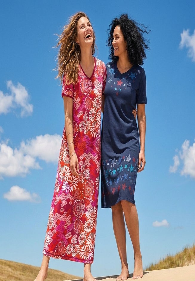 V-Neck Short Sleeve Maxi T-Shirt Lounger image number 4
