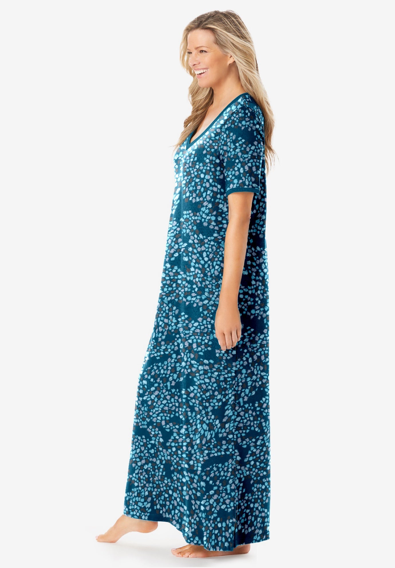 V-Neck Short Sleeve Maxi T-Shirt Lounger image number 2