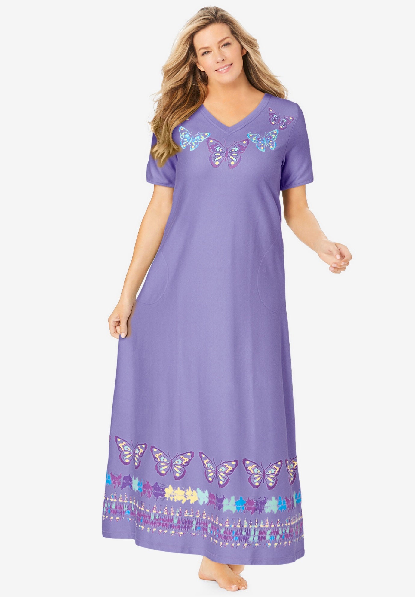 V-Neck Short Sleeve Maxi Lounger image number 0