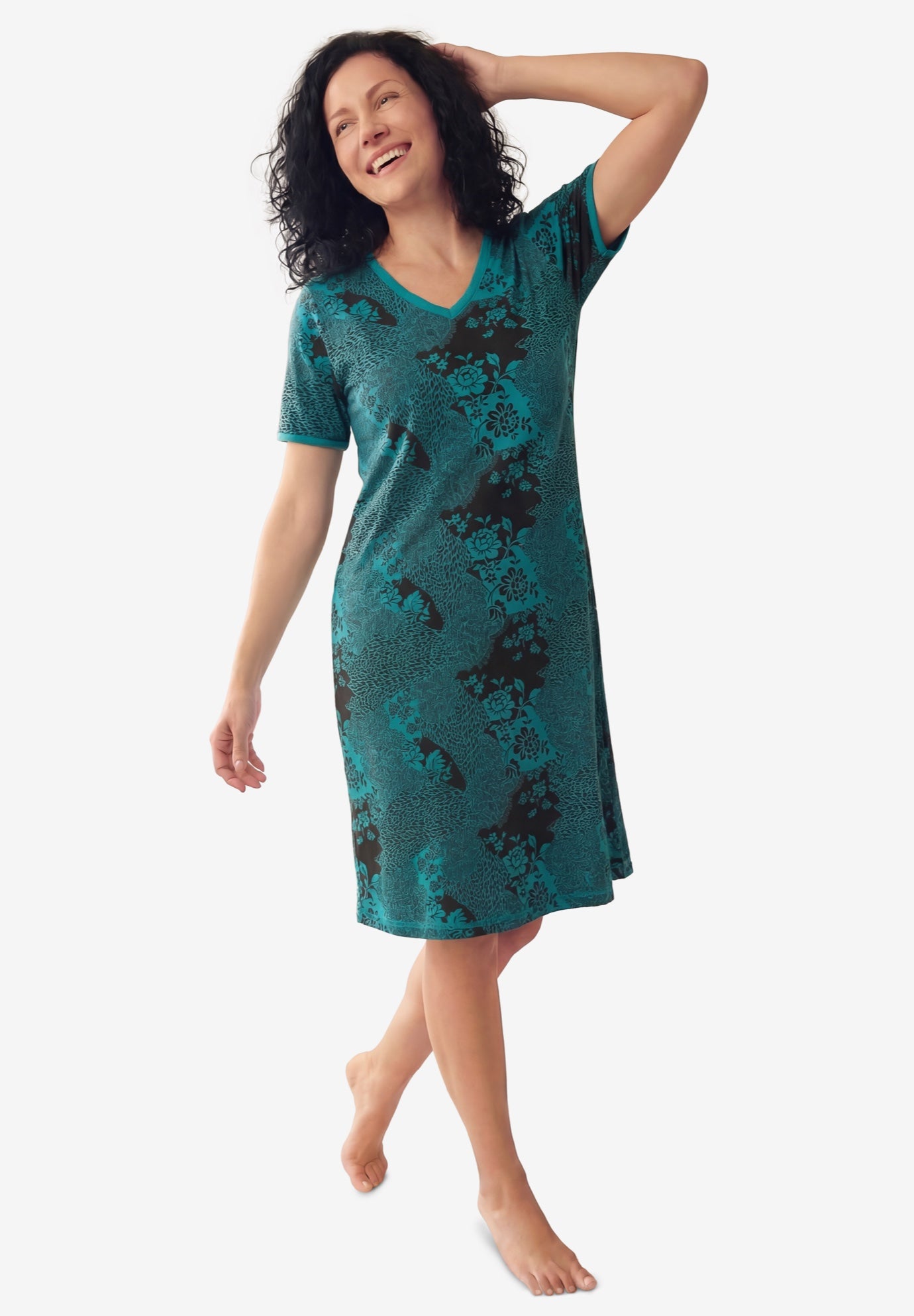 V-Neck Short Sleeve Short T-Shirt Lounger image number 0