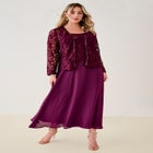 Plus-Size 2 Piece Long Sleeve Embellished Lace Jacket and Full Gown image number null