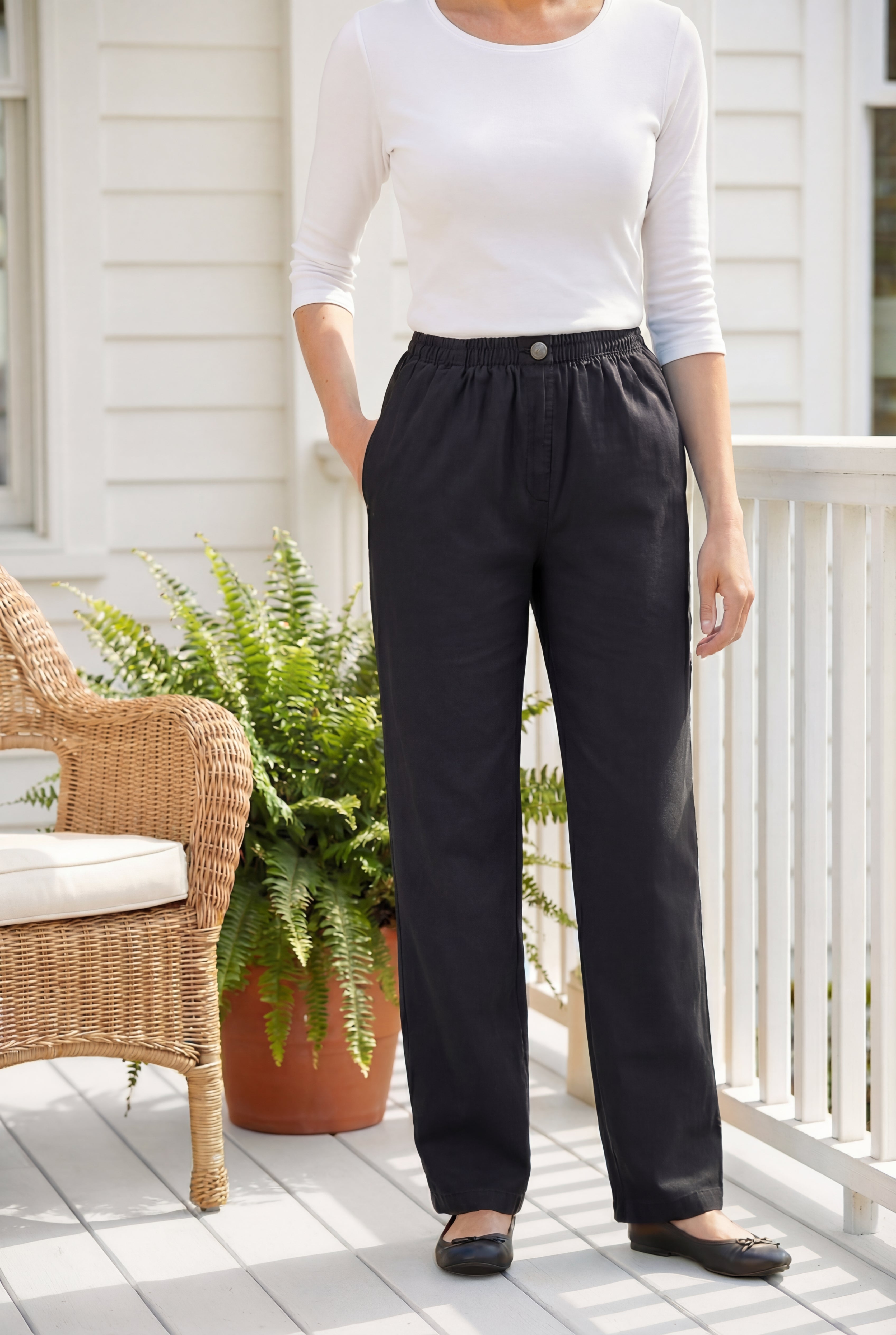 7-Day Straight-Leg Elastic-Waist Cotton Denim Pant image number 0