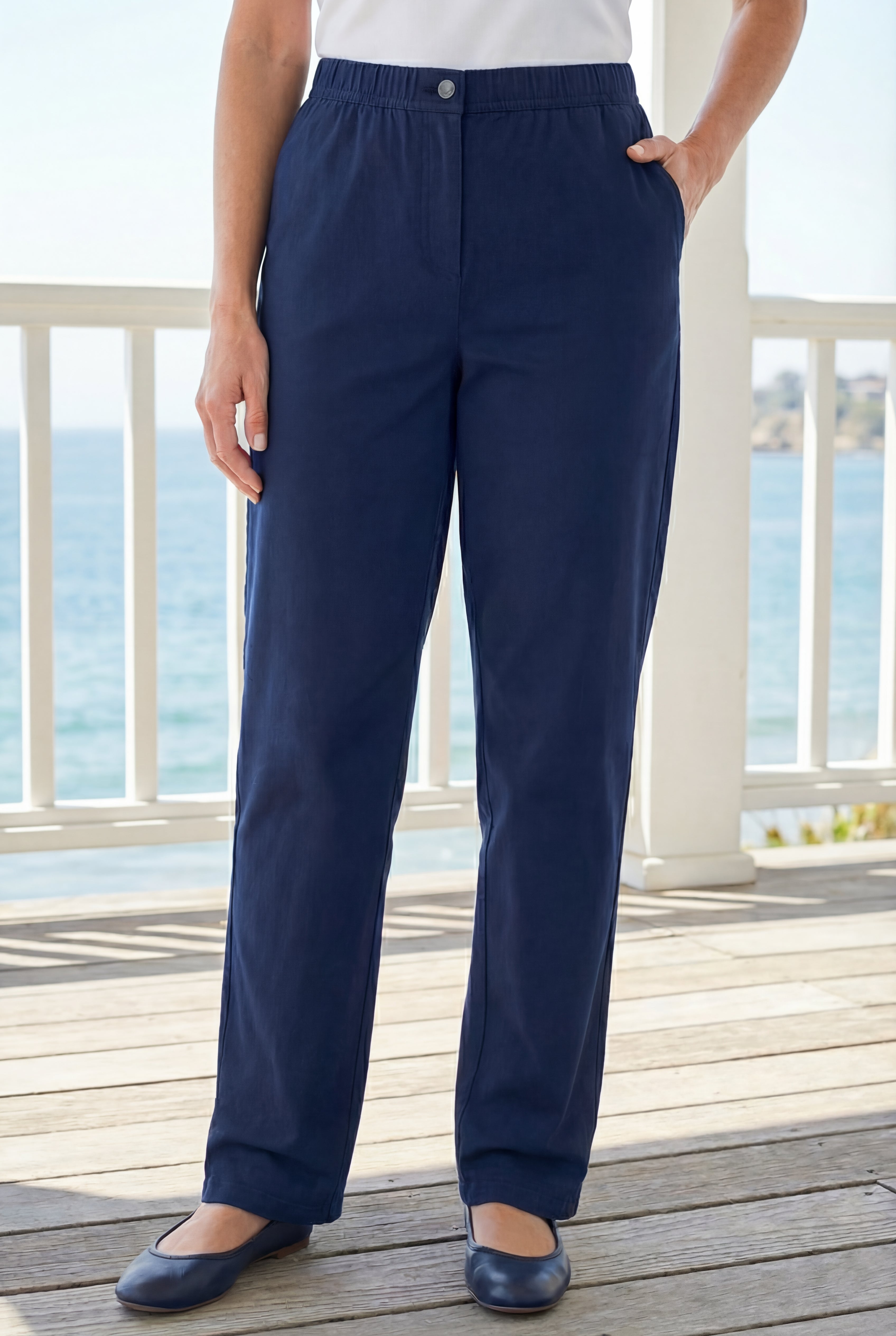 7-Day Straight-Leg Elastic-Waist Cotton Denim Pant image number 0
