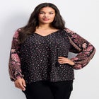 Eliana Border Print Sleeve Peasant Top image number null