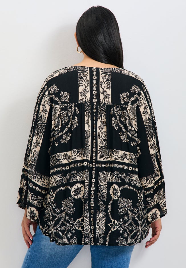 Maddison Scarf Print Top image number null