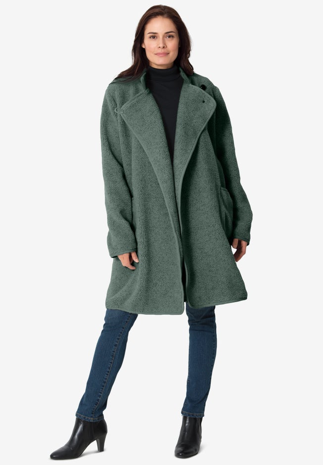 Rib Knit Collar Berber Jacket image number null