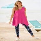 Stretch-Cotton Knit Pull-On Printed Leggings image number null