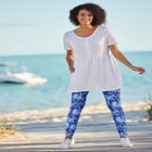 Stretch-Cotton Knit Pull-On Printed Leggings image number null