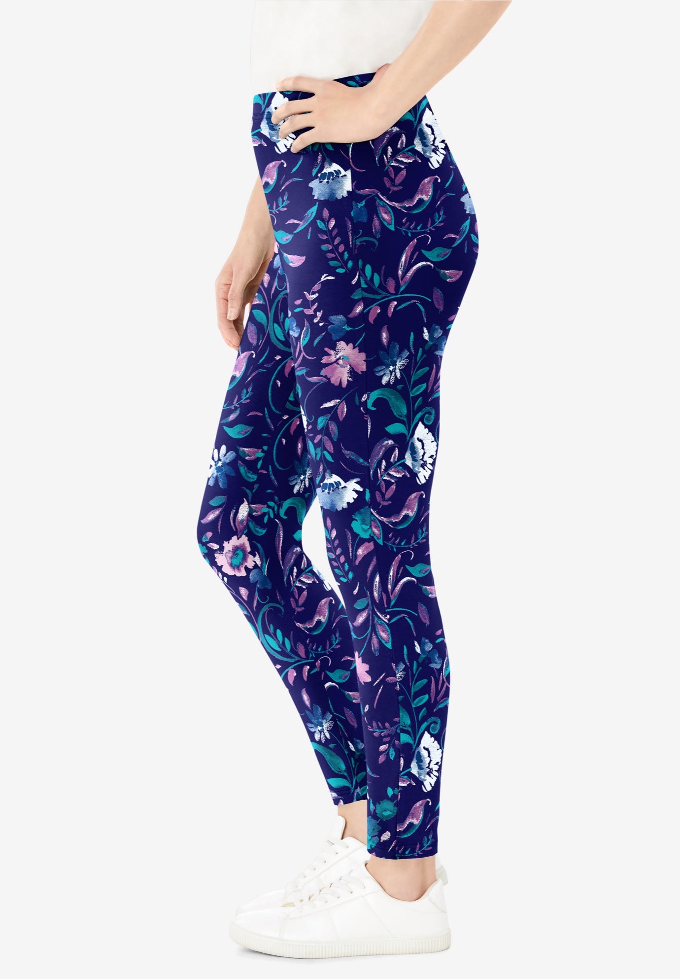 Stretch-Cotton Knit Pull-On Printed Leggings image number 2