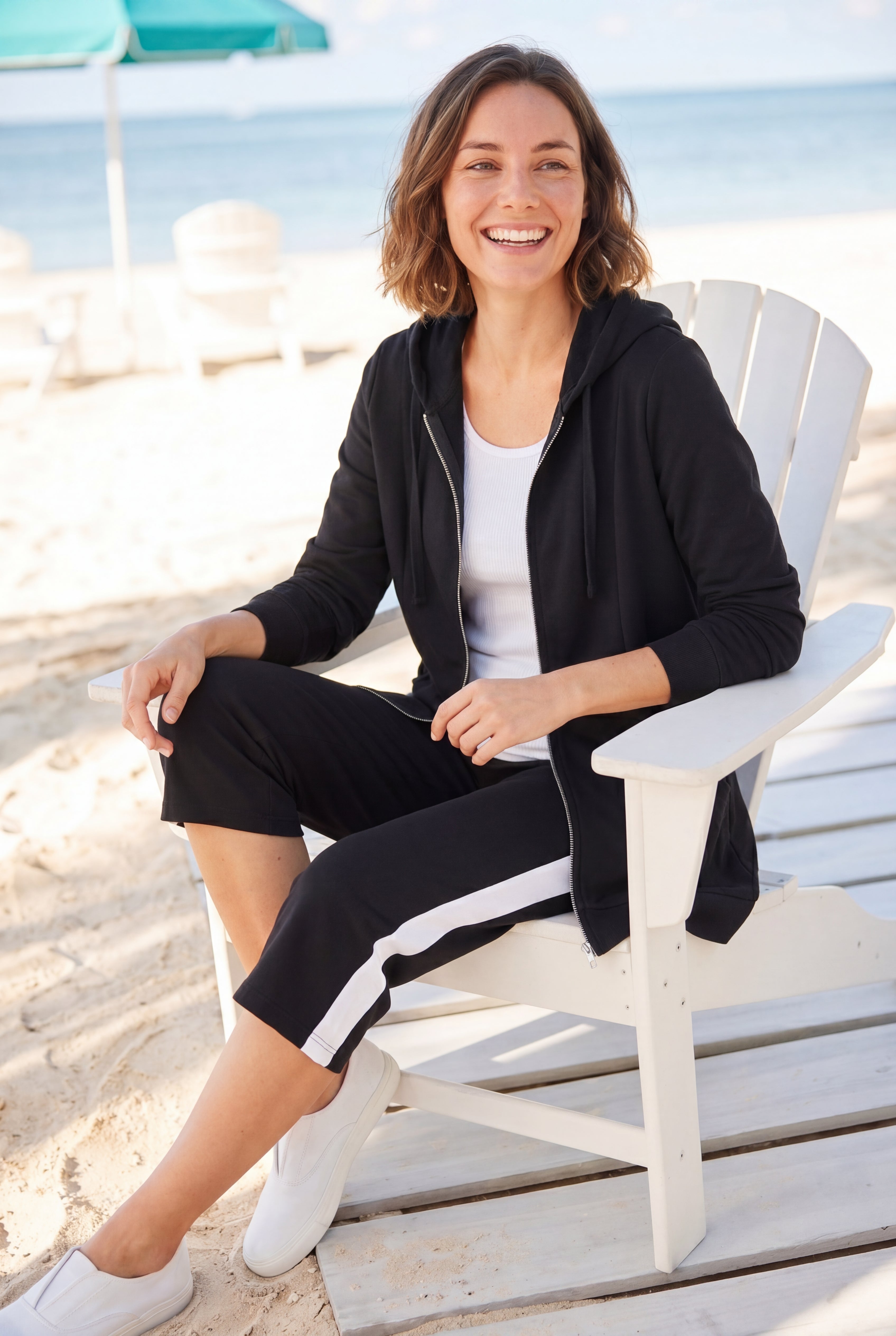 Zip Front Tunic Hoodie Jacket image number 1
