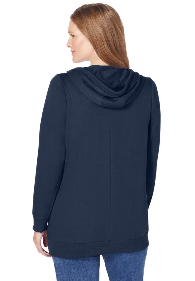 Zip Front Tunic Hoodie Jacket image number 1