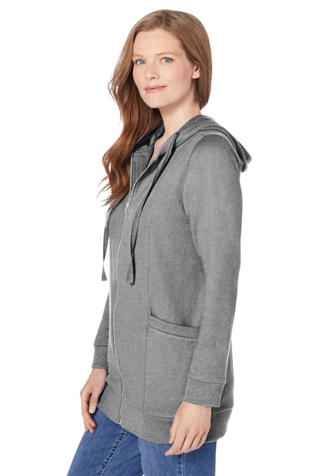Zip Front Tunic Hoodie Jacket image number 2