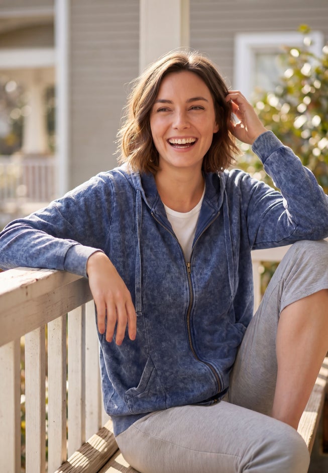 Zip Front Tunic Hoodie Jacket image number 5
