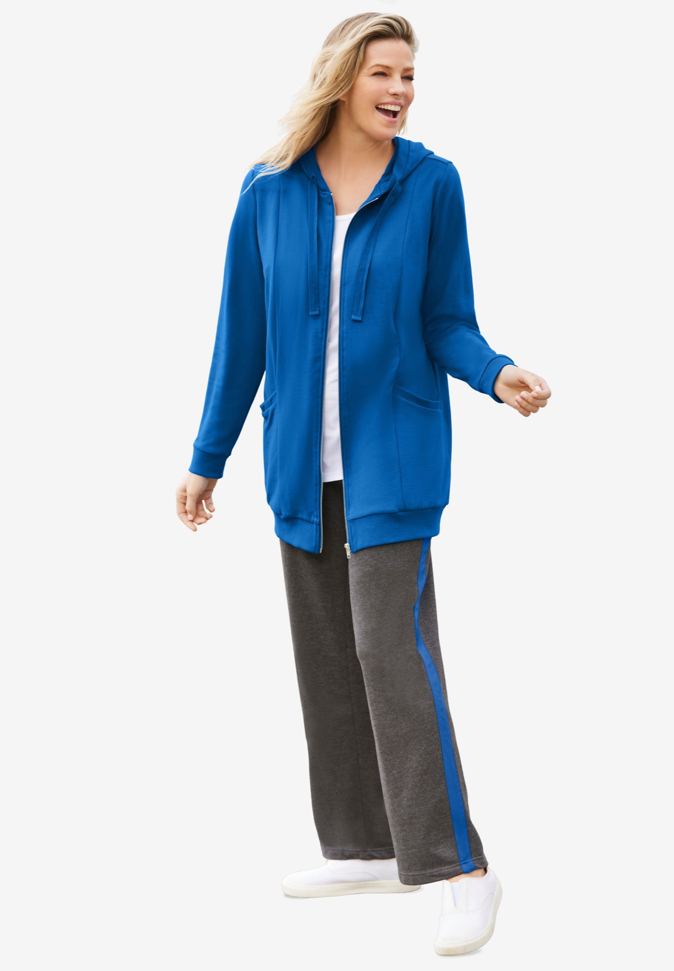 Zip Front Tunic Hoodie Jacket image number 0