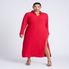 Collared Maxi Shirt Dress image number null