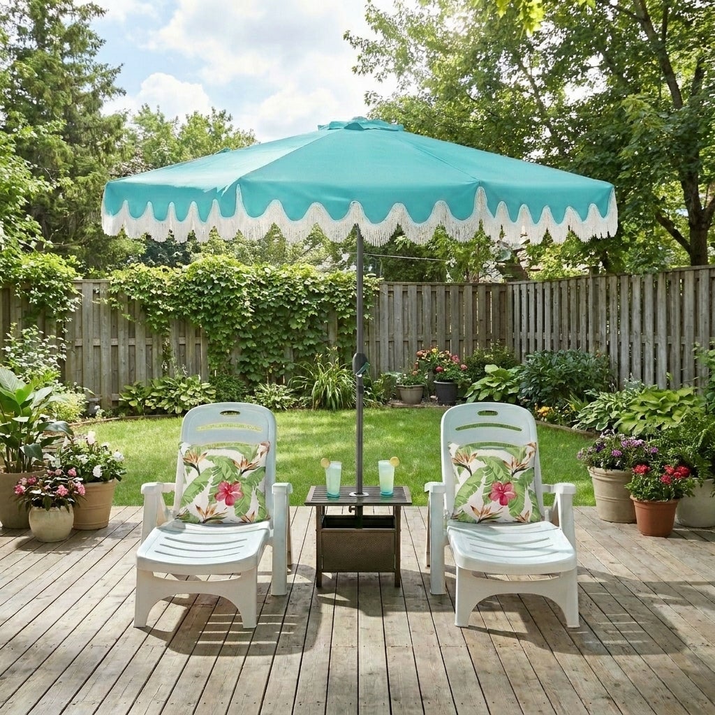 9 Ft. Tilt-N-Crank Umbrella With Fringe image number 1