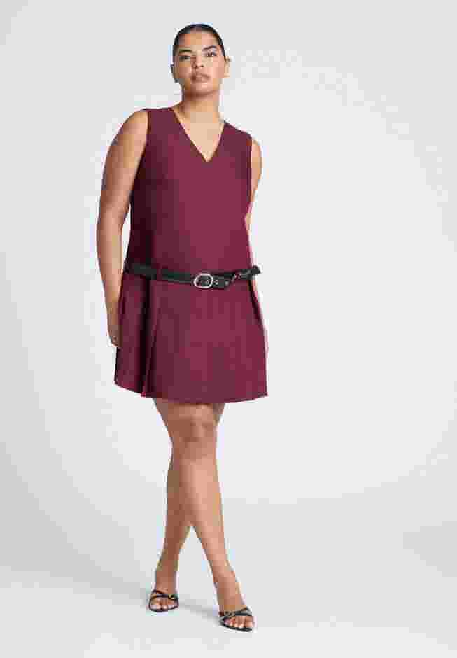Pleated Mini Dress With Belt image number 0