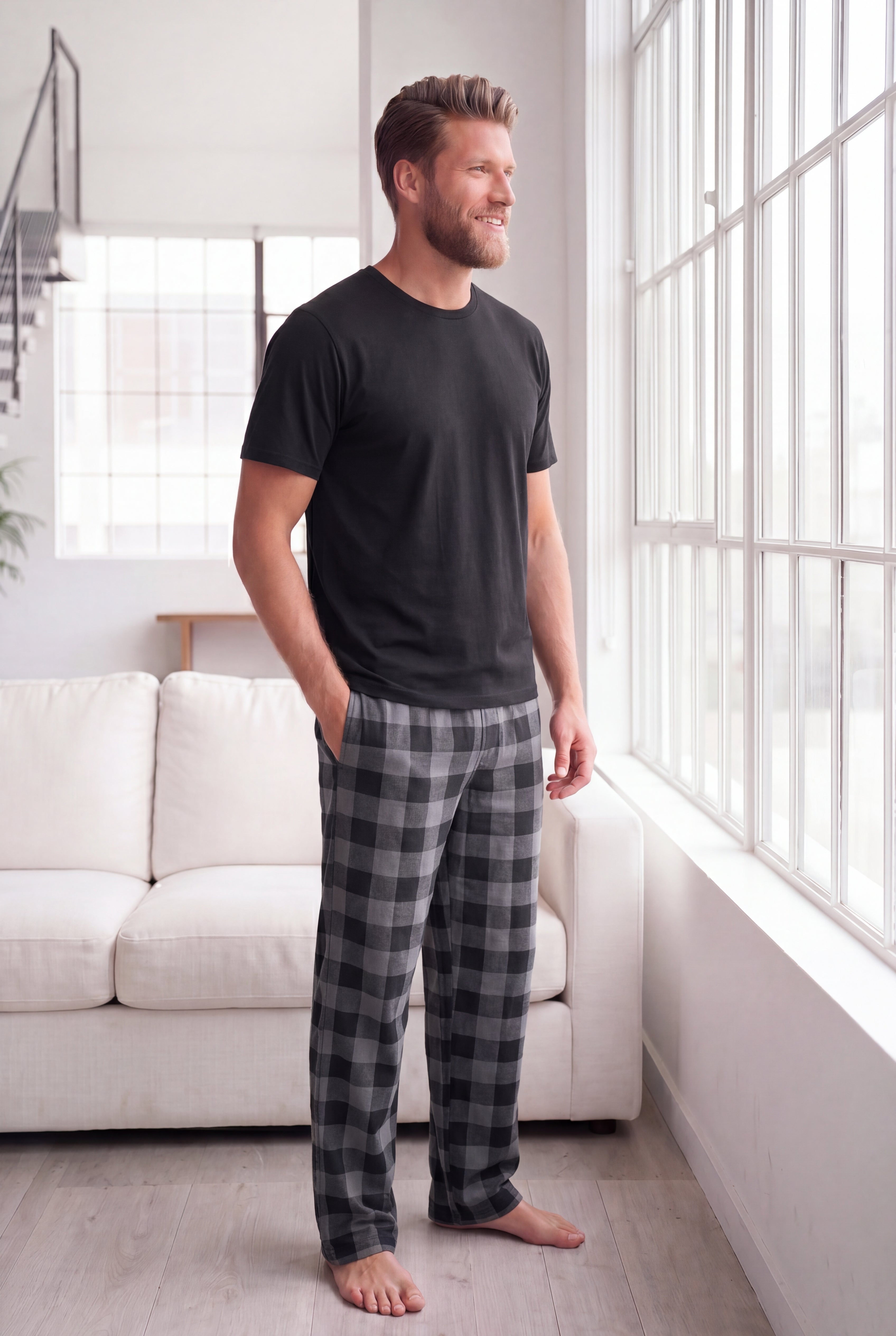 Jersey Knit Plaid Pajama Set image number 0