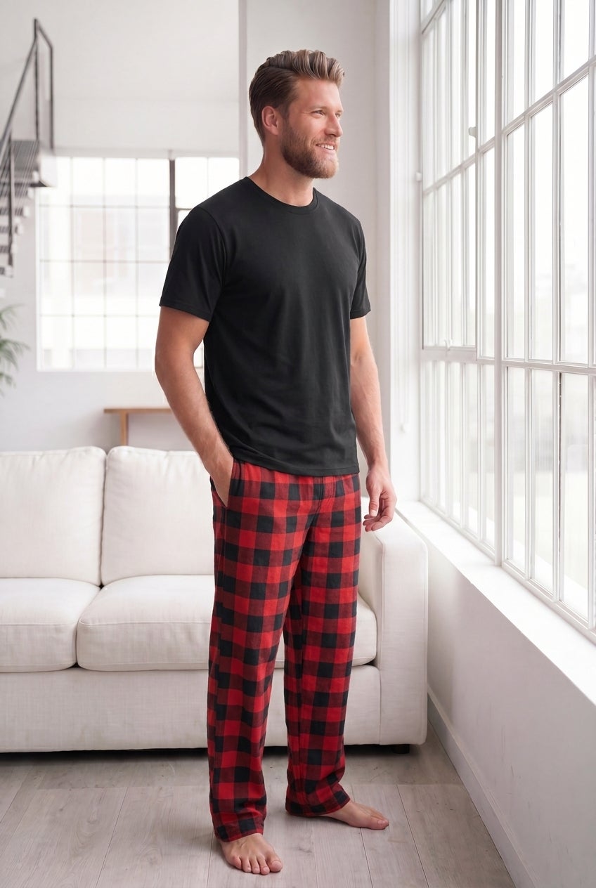 Jersey Knit Plaid Pajama Set image number 0