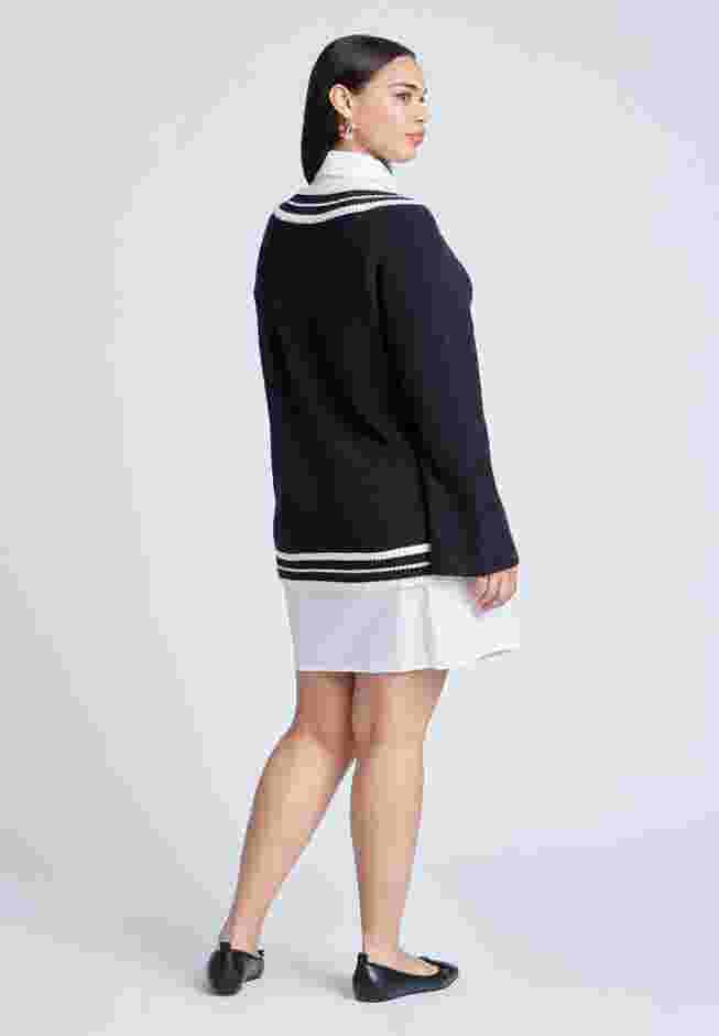 Striped Sweater Twofer Mini Shirt Dress image number 1