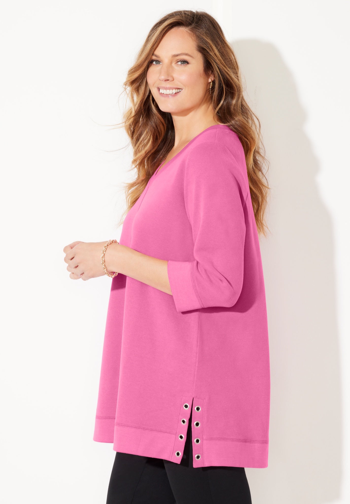 Cloud Knit Ribbed V-Neck Top image number 2