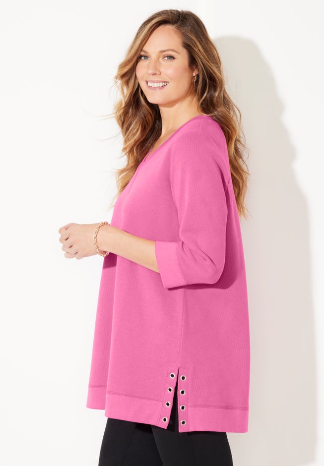 Cloud Knit Ribbed V-Neck Top image number 2