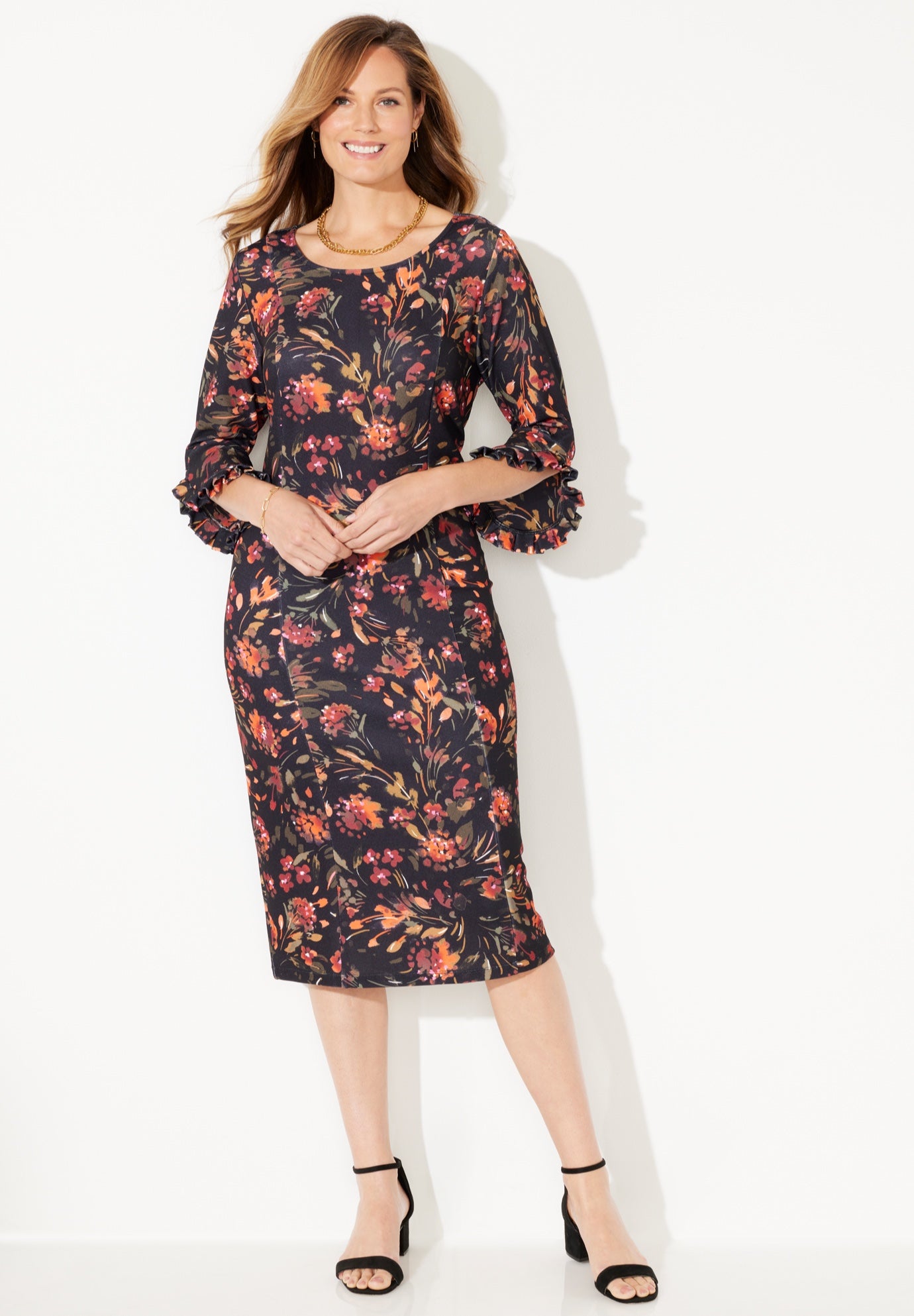 Ruffle Sleeve Shift Dress image number 0