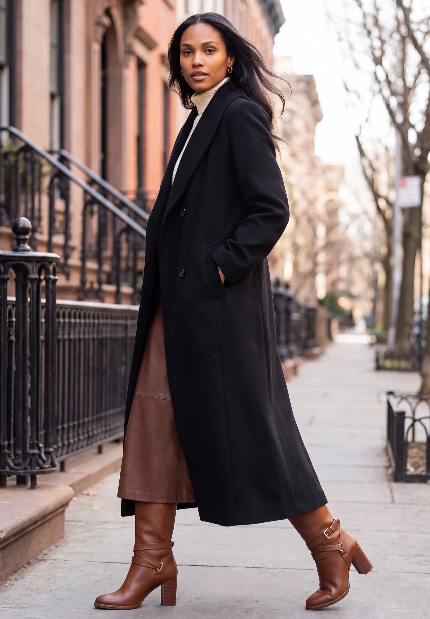 Long Shawl Collar Wool Coat image number 1