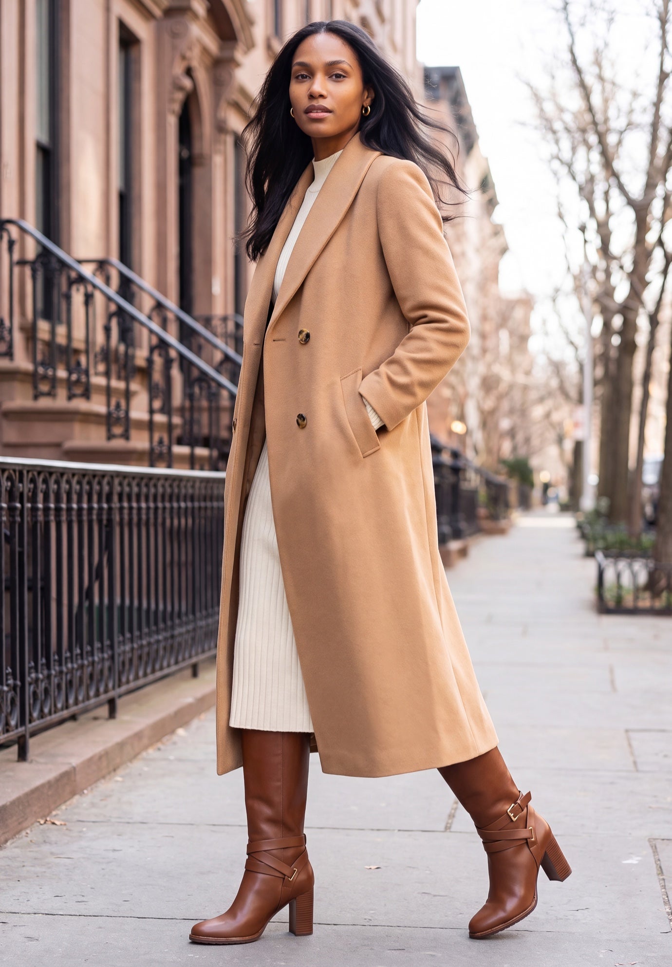 Long Shawl Collar Wool Coat image number 1