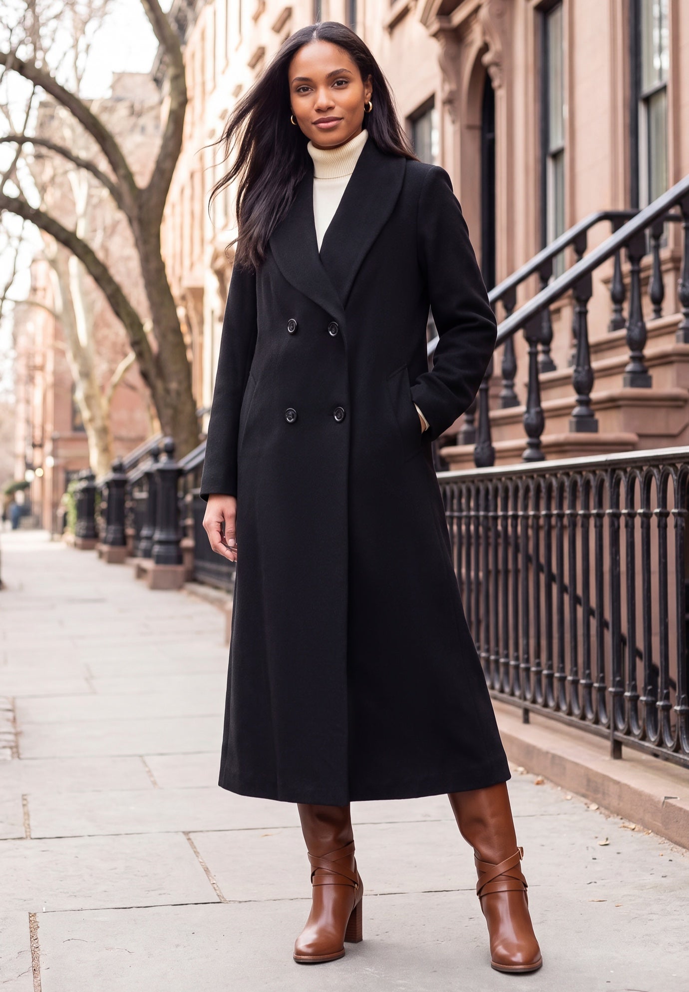 Long Shawl Collar Wool Coat image number 0