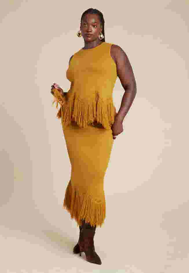 Fringe Hem Sweater Skirt image number 3