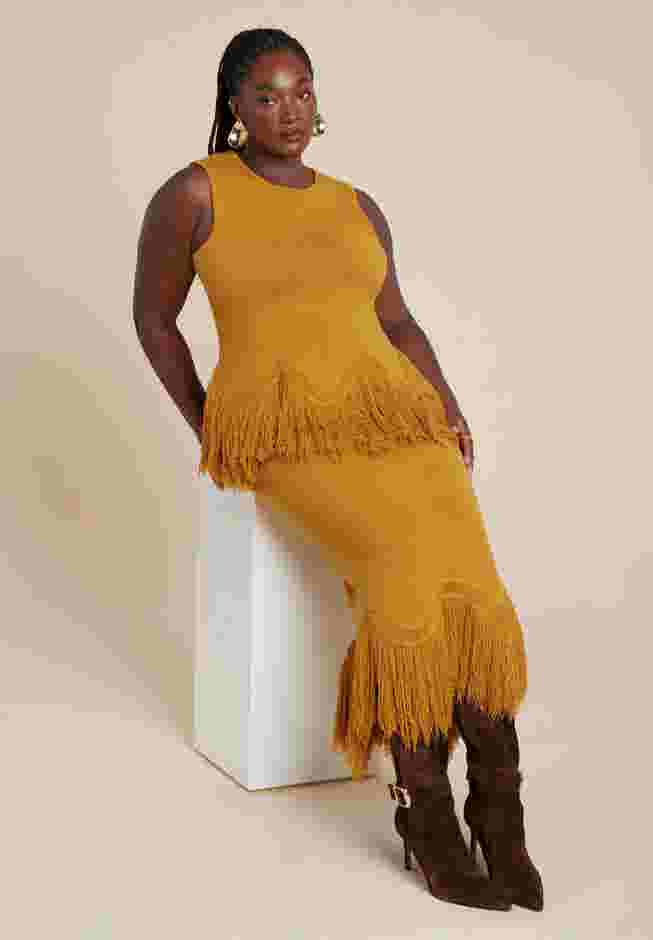 Fringe Hem Sweater Skirt image number 0