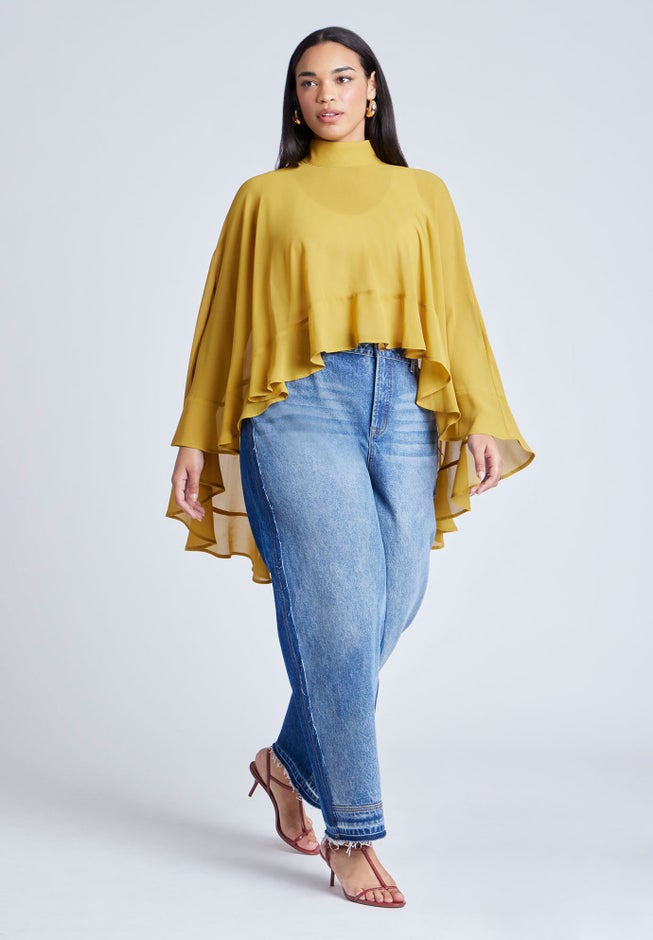 Ruffle Detail Asym Cape image number 4