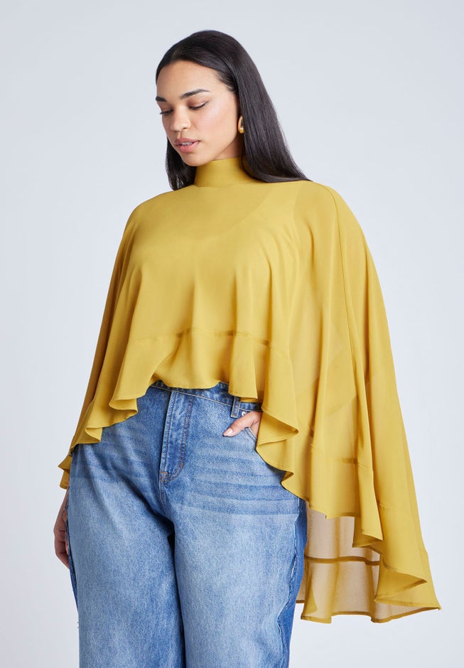 Ruffle Detail Asym Cape image number 0
