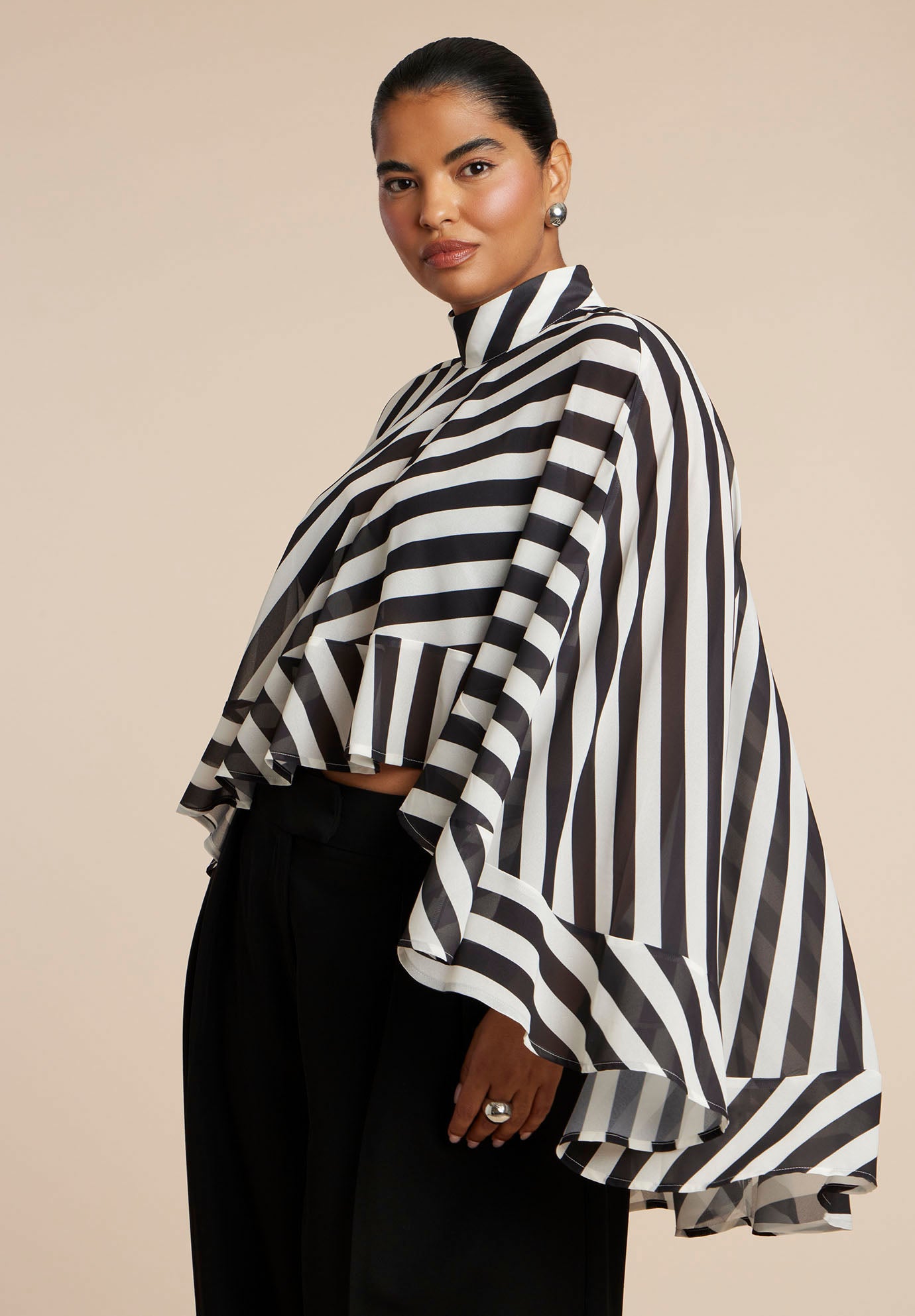 Ruffle Detail Asym Cape image number 0