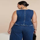 Denim Peplum Top image number null