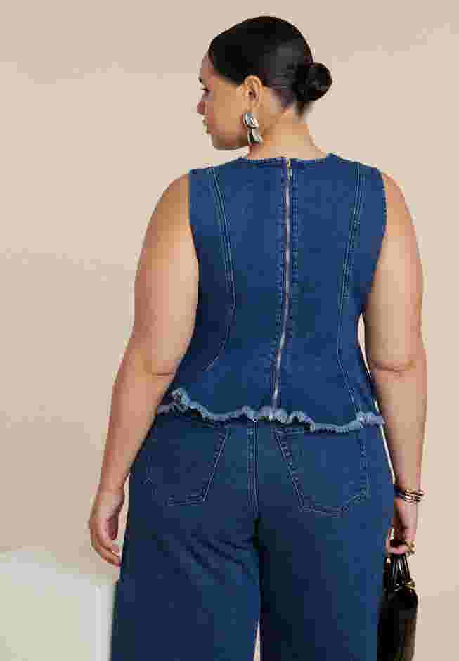 Denim Peplum Top image number 2