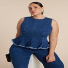 Denim Peplum Top image number null