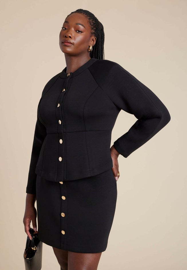 Strong Shoulder Nipped Waist Scuba Jacket image number null