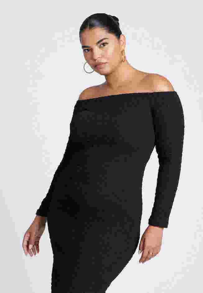 Off Shoulder Textured Dress image number 1